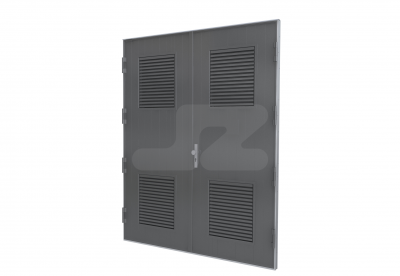 ALU DUBBELE DEUR HS-27R INBOUW + COULISSENDEMPERS (R) - Ventilerend