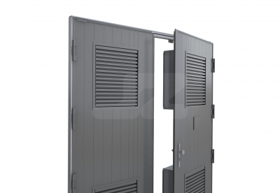 ALU DUBBELE DEUR HS-27R INBOUW + COULISSENDEMPERS (R) - Ventilerend